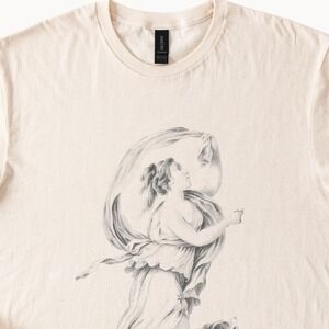 Classical Figure with Dog Graphic Tee Fine Art Pencil Drawing Style